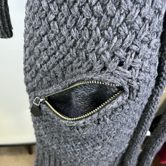 Banana Republic Textured Cocoon Long Wool Blend Cardigan Grey Small - Picture 7 of 13